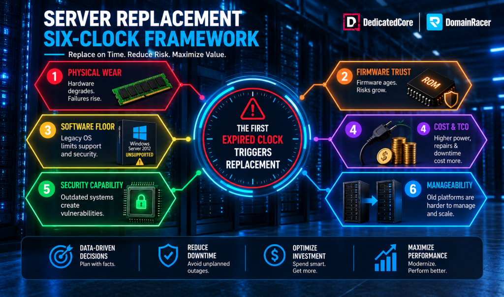 The DedicatedCore-Designed™ Server Replacement Six-Clock Framework