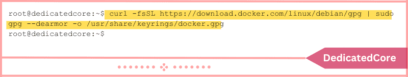adding the offcial gpg key for docker