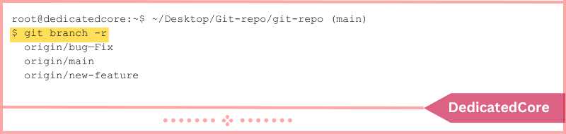 command list branches git remote