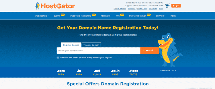 hostgator best website to buy domain name
