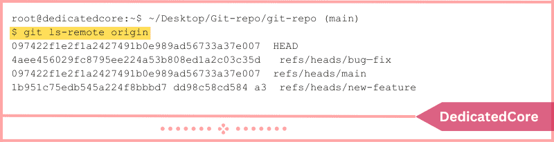 list remote references using git ls-remote command