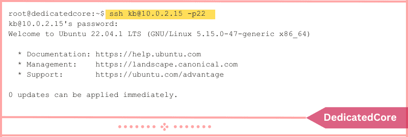 ssh username command log into server