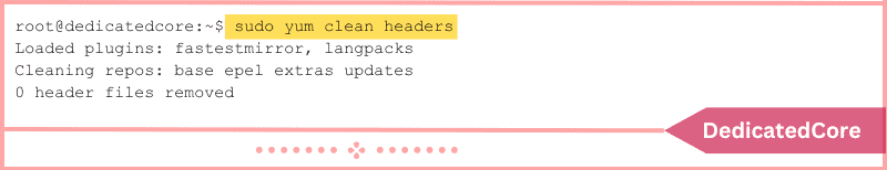 run command to clean cached package headers