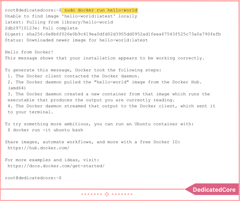 docker successfully installed & running on debian 11
